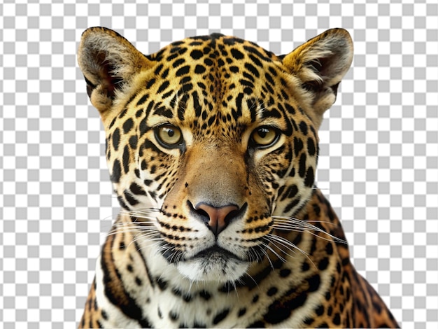 PSD porträt des leoparden panthera auf durchsichtigem hintergrund