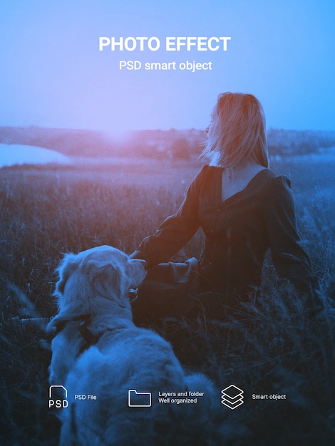 Porträt einer Person mit blauer Farbeffekt