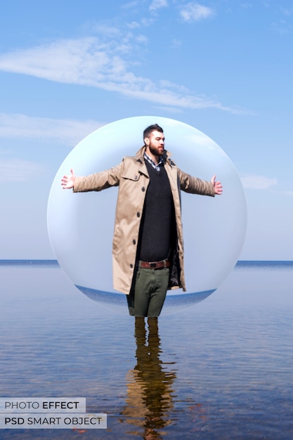 Porträt einer Person mit Sphäreneffekt