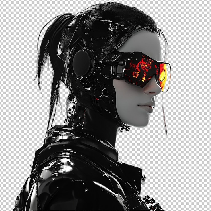 PSD porträt eines futuristischen weiblichen humanoiden mit fortschrittlicher technologie