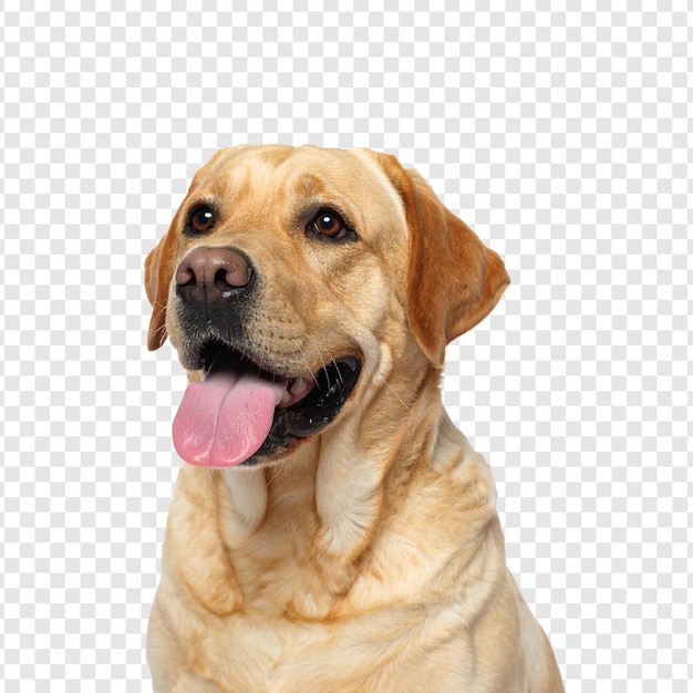 Porträt eines glücklichen Golden Labrador Retrievers mit ausgebreiteter Zunge