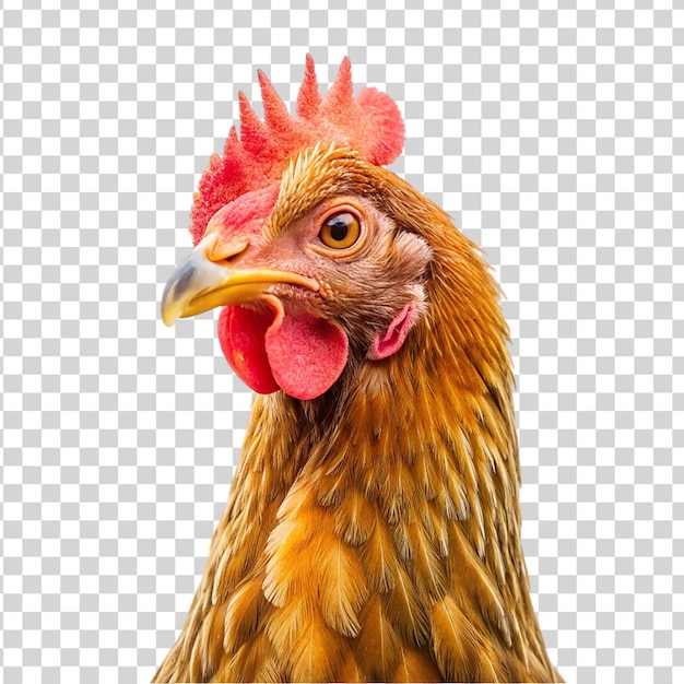 PSD porträt eines hühners, das auf durchsichtigem hintergrund isoliert ist