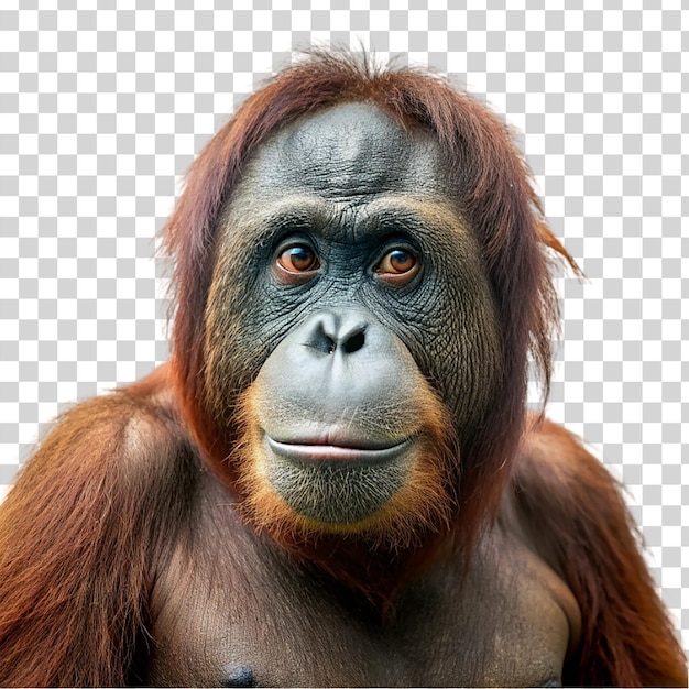 PSD porträt eines isolierten orangutans auf durchsichtigem hintergrund