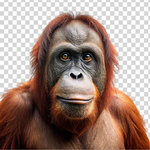 PSD porträt eines isolierten orangutans auf durchsichtigem hintergrund