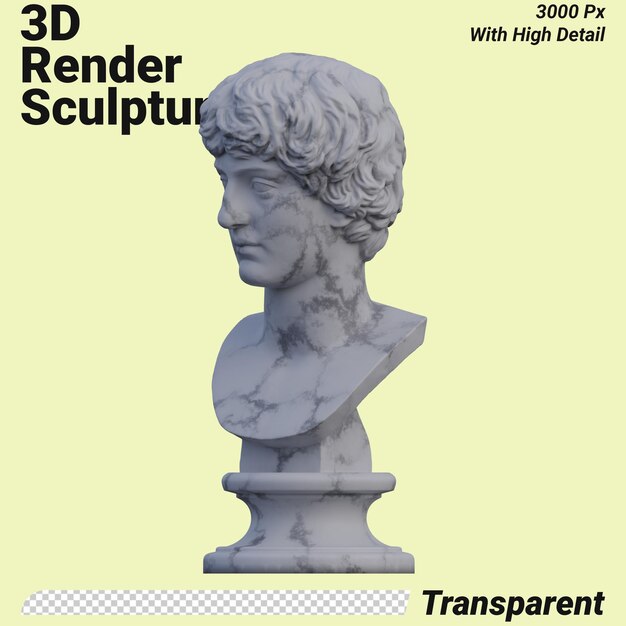 Porträt eines mannes statue 3d rendert isoliert perfekt für ihr design