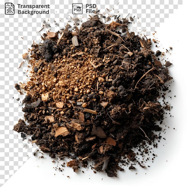 PSD porträt eines schmutzhaufens natürlicher komposthaufen mit durchsichtigem hintergrund isolierter hintergrund