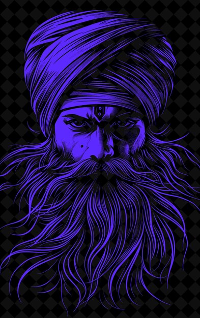 PSD porträt eines sikh-mannes mit traditionellem turban und bart mit lebhaftem farbdesign png-sammlungen