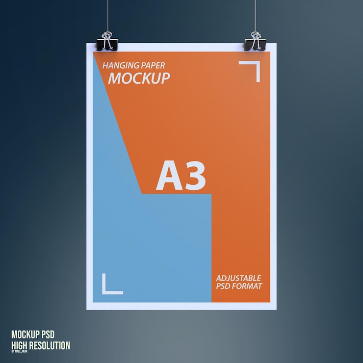 PSD porträt-hängepapier-mockup mit hoher auflösung