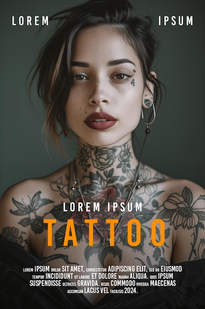 PSD porträtbilder von tattoo-mädchen