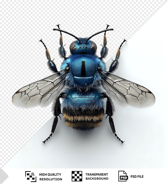 PSD portrait d'une abeille charpentière bleue sur un fond isolé