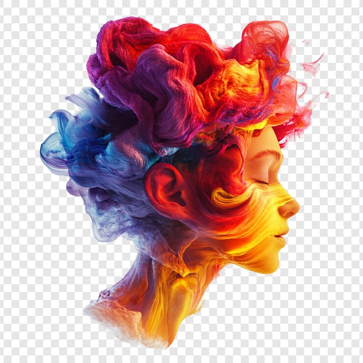 PSD portrait abstrait avec des couleurs vives