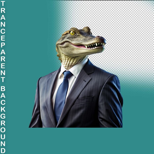 Portrait D'un Alligator Portant Un Costume D'affaires Sur Un Fond Transparent