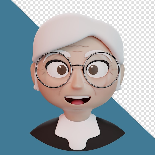 Portrait D'avatar De Dessin Animé 3d De Vieille Femme