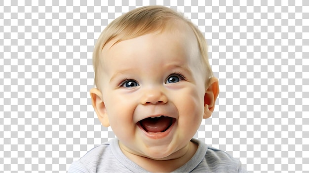 PSD portrait d'un bébé heureux isolé sur un fond transparent