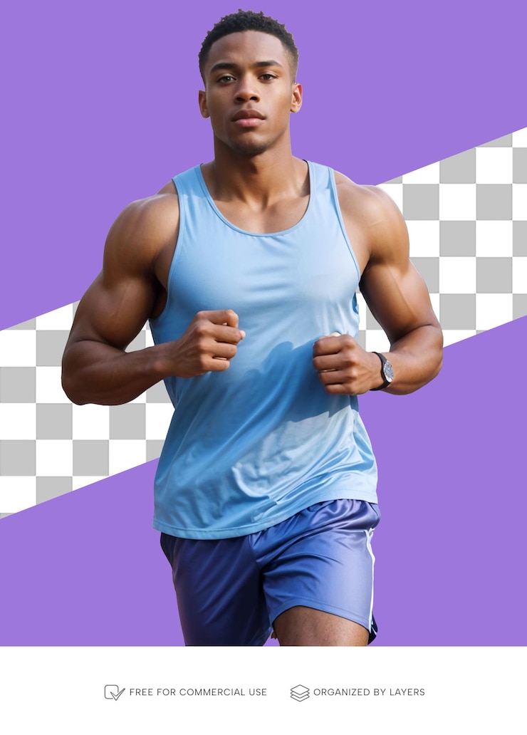 PSD portrait d'un bel athlète professionnel par modèle png