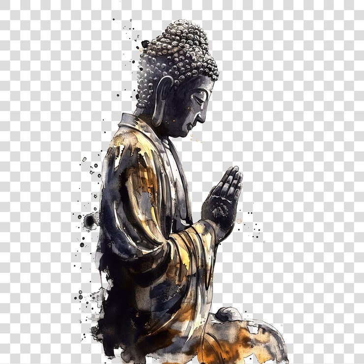 PSD portrait de bouddha en aquarelle isolé sur un fond transparent png