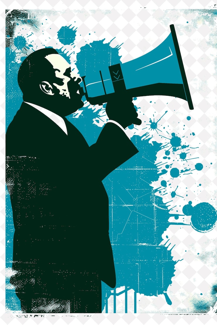 PSD portrait de candidat présidentiel déterminé avec une campagne m illustration plate campagne électorale