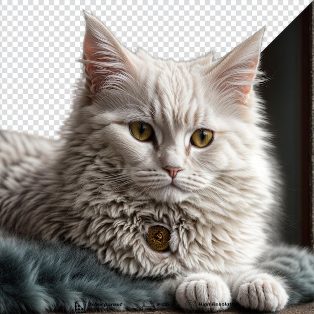 portrait d'un chaton d'angora turc isolé sur un fond transparent