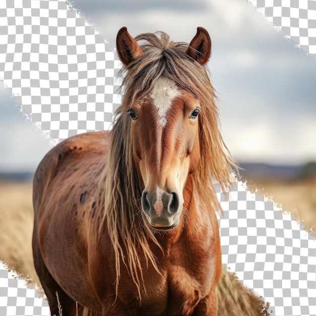 PSD portrait d'un cheval sur la prairie canadienne situé dans les big muddy badlands saskatchewan canada fond transparent