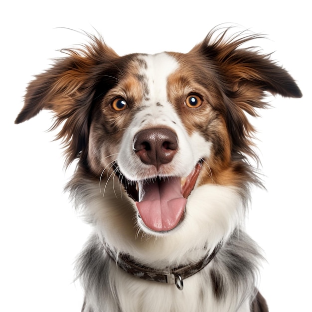 PSD portrait de chien souriant très heureux isolé sur fond transparent créé avec l'ia générative