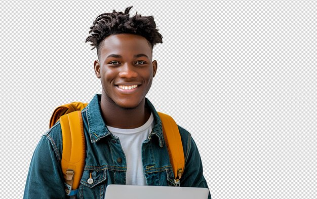 PSD portrait complet d'un jeune homme africain souriant