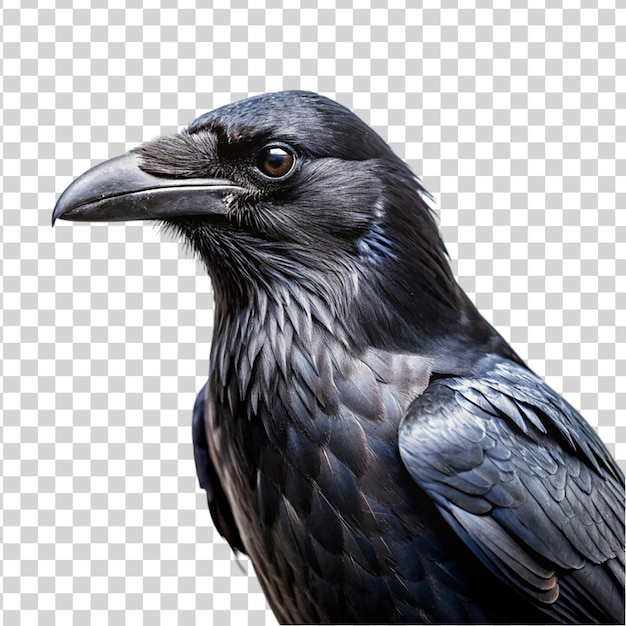 PSD portrait d'un corbeau isolé sur un fond transparent