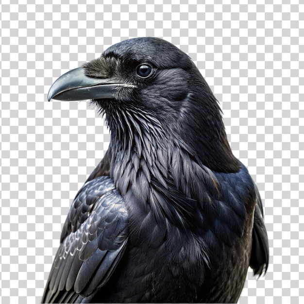 PSD portrait d'un corbeau isolé sur un fond transparent