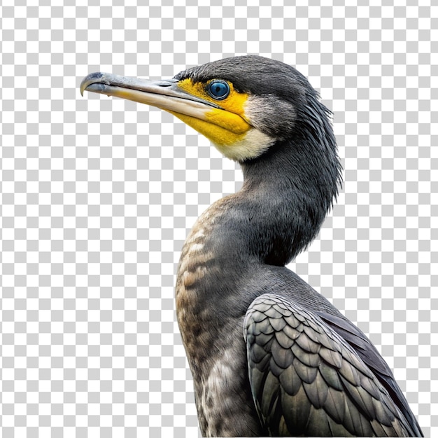 PSD portrait d'un cormoran isolé sur un fond transparent