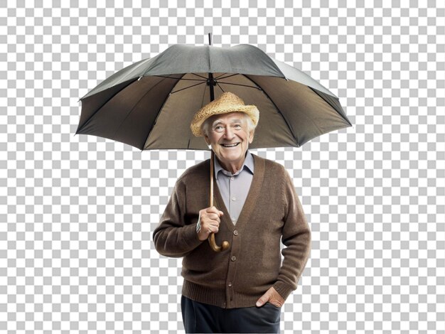 PSD portrait debout d'un vieux parapluie sur un fond transparent