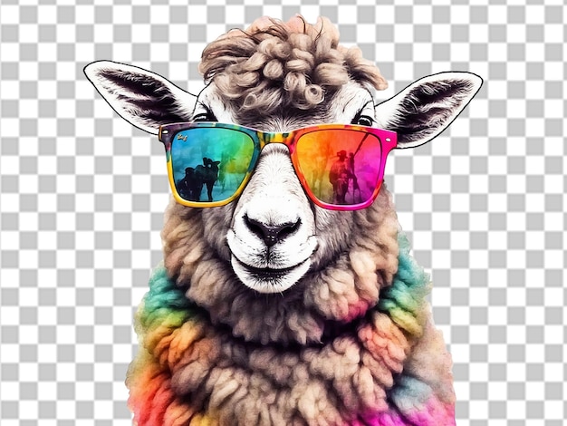 PSD portrait drôle de lama avec des lunettes de soleil