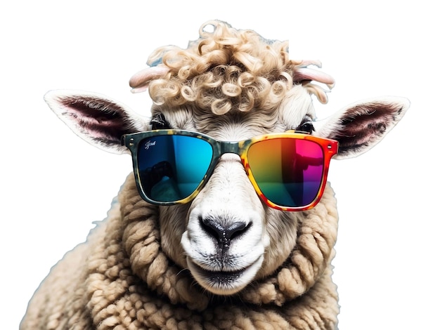 PSD portrait drôle de lama avec des lunettes de soleil