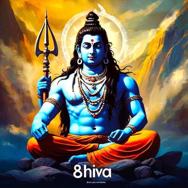 PSD portrait du dieu hindou lord shiva génératif cosmique ai