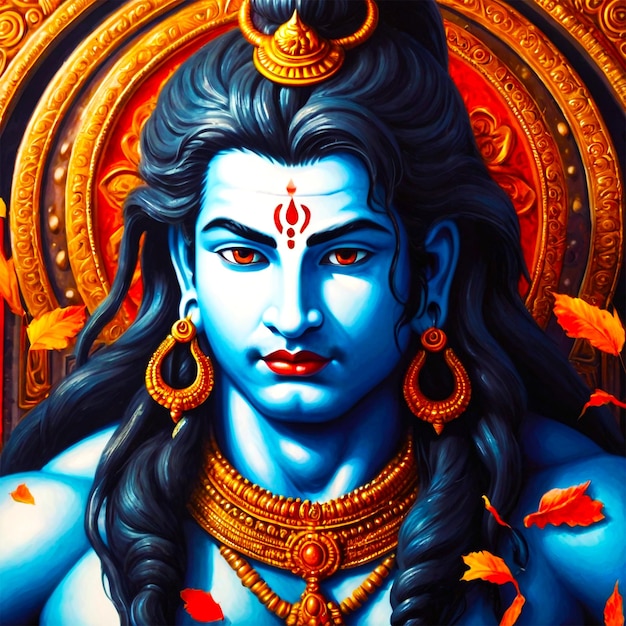 PSD portrait du dieu hindou lord shiva génératif cosmique ai