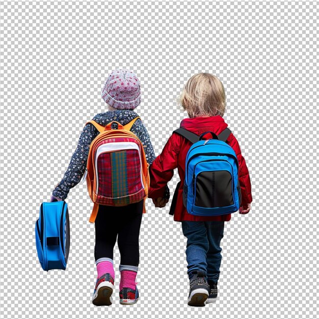 PSD portrait d'un enfant avec un sac à dos qui va à l'école