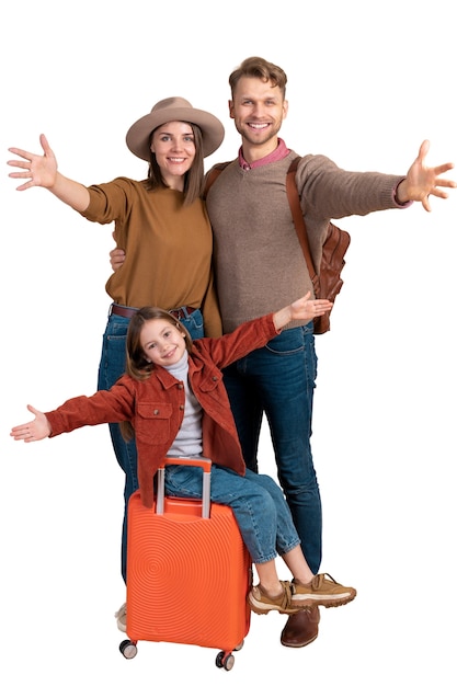 Portrait de famille prêt pour un voyage voyage