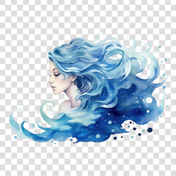 PSD portrait de femme à l'aquarelle éthérée
