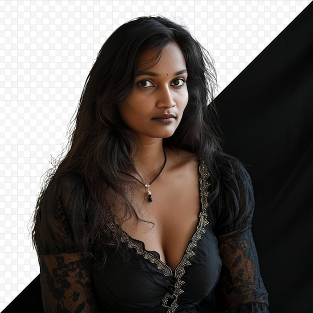 PSD portrait d'une femme indienne vêtue d'une robe noire