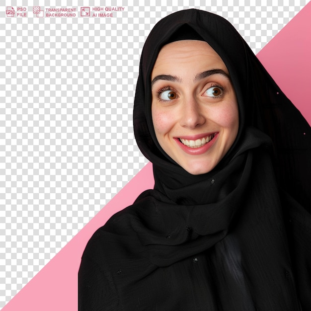 PSD portrait d'une femme portant un hijab sur un fond transparent