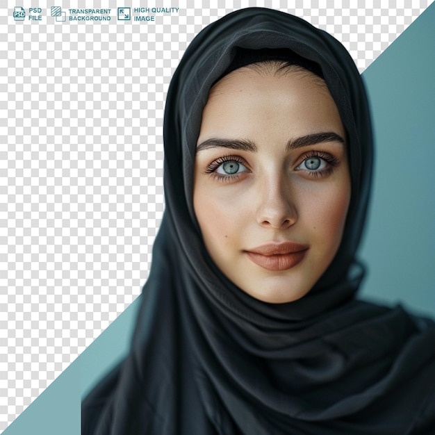 PSD portrait d'une femme portant un hijab sur un fond transparent