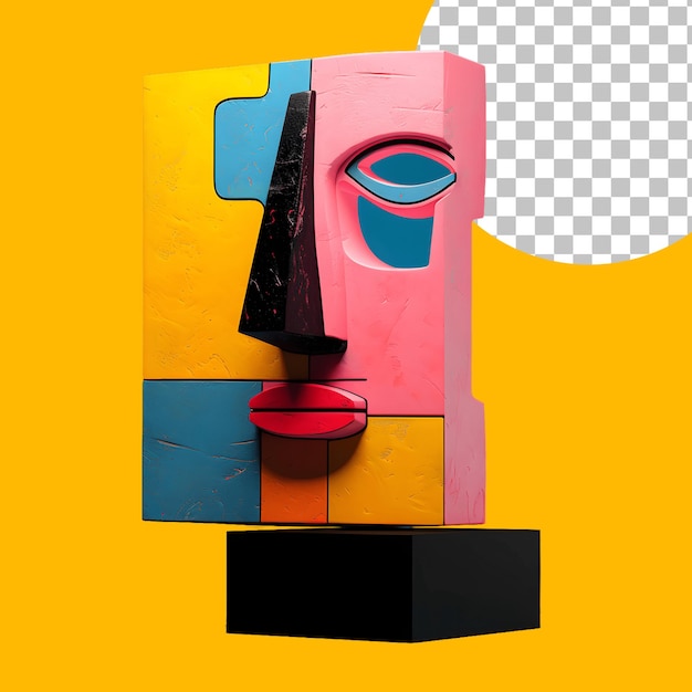 Portrait de femme à visage humain 3D dans le style cubisme picasso