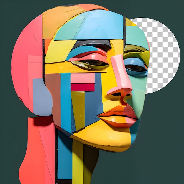 PSD portrait de femme à visage humain 3d dans le style cubisme picasso