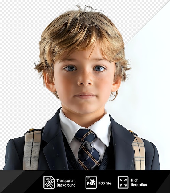 PSD portrait d'un garçon dans un uniforme scolaire isolement png psd