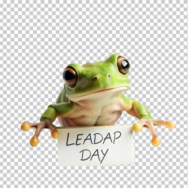 PSD portrait de grenouille verte sur un fond transparent