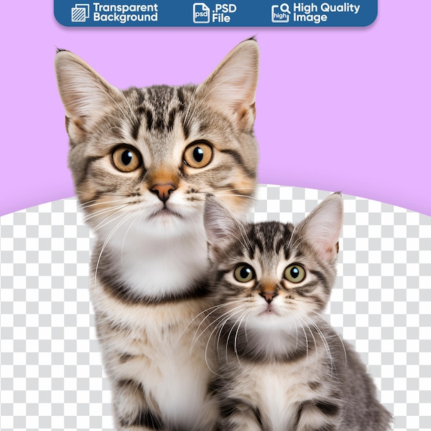 PSD portrait en gros plan d'un chaton mignon avec un chat adulte