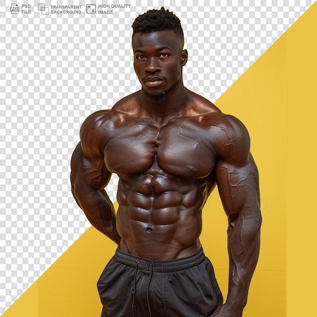 PSD portrait de gymnase d'un jeune instructeur de fitness afro-américain à fond transparent