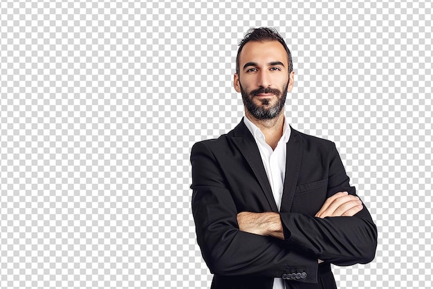 portrait d'un homme d'affaires le bras croisé sur un fond blanc isolé