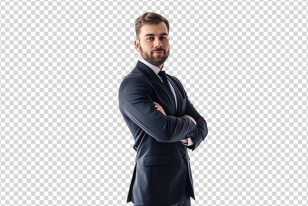 portrait d'un homme d'affaires le bras croisé sur un fond blanc isolé