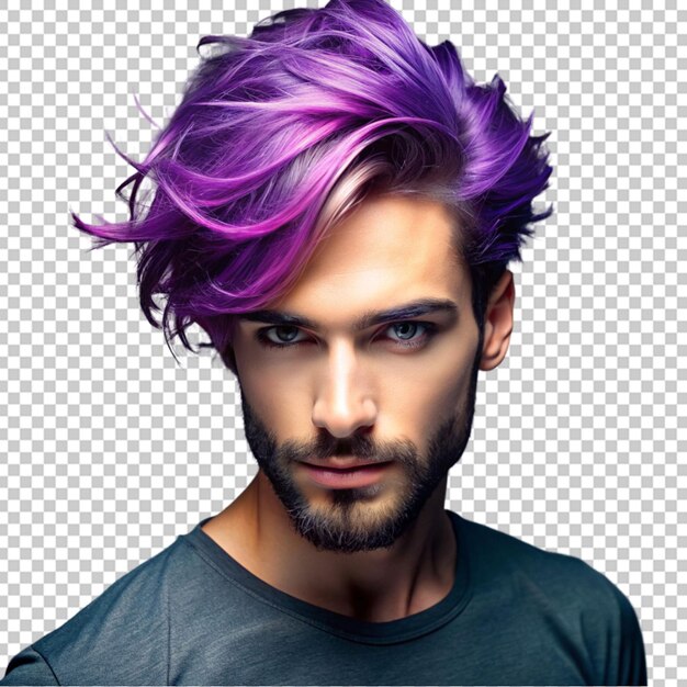 PSD portrait d'un homme aux cheveux violets