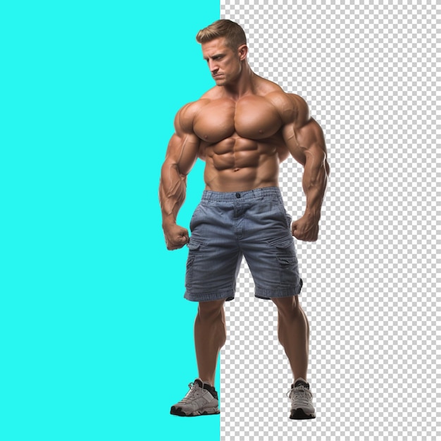 PSD portrait d'un homme musclé sur fond transparent image png.