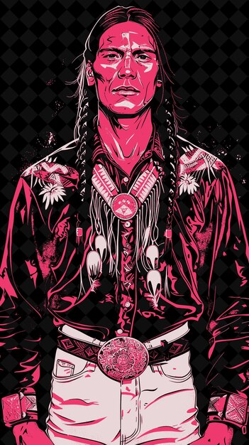 PSD portrait d'un homme navajo portant une chemise de velours traditionnelle et un design de couleurs vives collections png